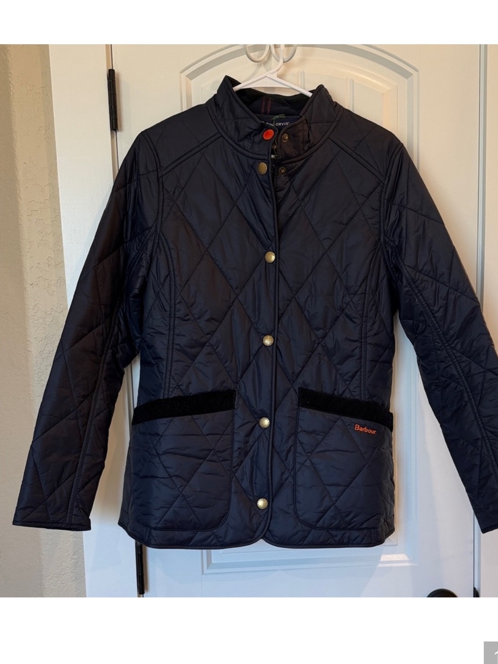 This Barbour × Orvis Hubbard quilted jacket navy w/classic plaid NWOT SZ 8 - Picture 6 of 10